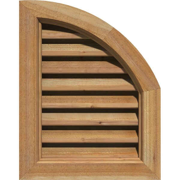 Ekena Millwork Quarter Round Top Right Functional Western Red Cedar Gable Vnt w/Brick Mould Face Frame, 15"W x 20"H GVWQR15X2000RFUWR - main